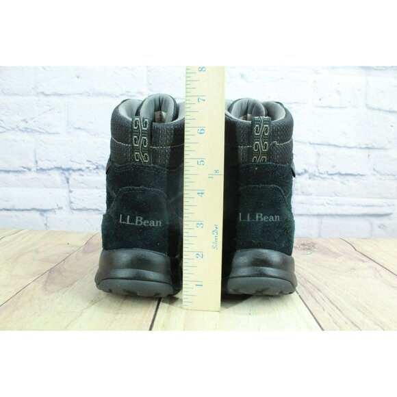 LL Bean Waterproof Black Suede Fabric Hook & Loop Mid Snow Sneakers Size 8.5 M - Picture 6 of 9